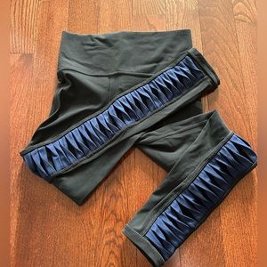 Athleta Black Blue Stash Pocket Mesh Salutation Powervita Athletic Legging Small